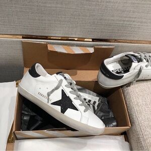 Golden Goose White Sneakers with Black Star